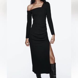 Zara Black One-Shoulder Maxi Dress